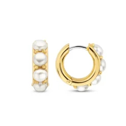 Boucles d'Oreilles Femme Créoles TI SENTO Argent 925/1000 Plaqué Or et Perles 7962YP