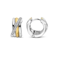 Boucles d'Oreilles Femme Créoles TI SENTO Argent 925/1000 Bicolore et Oxydes 7960ZY