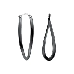 Boucles d'Oreilles Femme Créoles Torsadées PHEBUS Acier Noir 842-015.N