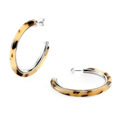Boucles d'Oreilles Femme Créoles 45mm AGATHA ANNEAU Résine et Laiton