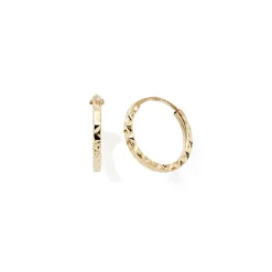 Boucles d'Oreilles Femme Créoles 10mm EDORA COLLECTION ESSENTIAL CISELÉE Or Jaune 750/1000