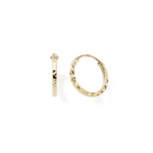 Boucles d'Oreilles Femme Créoles 10mm EDORA COLLECTION ESSENTIAL CISELÉE Or Jaune 750/1000