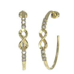 Boucles d'Oreilles Femme Créoles Guess Bijoux Acier Doré et Strass JUBE03269JWYG