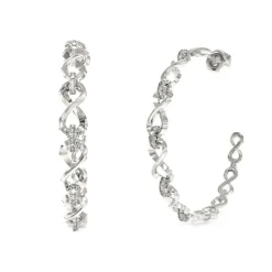 Boucles d'Oreilles Femme Créoles Guess Bijoux Acier Argenté et Strass JUBE03266JWRH
