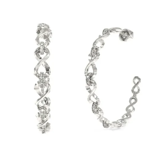 Boucles d'Oreilles Femme Créoles Guess Bijoux Acier Argenté et Strass JUBE03266JWRH