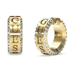 Boucles d'Oreilles Femme Créoles JUST Guess Bijoux Acier Doré et Strass JUBE03112JWYG