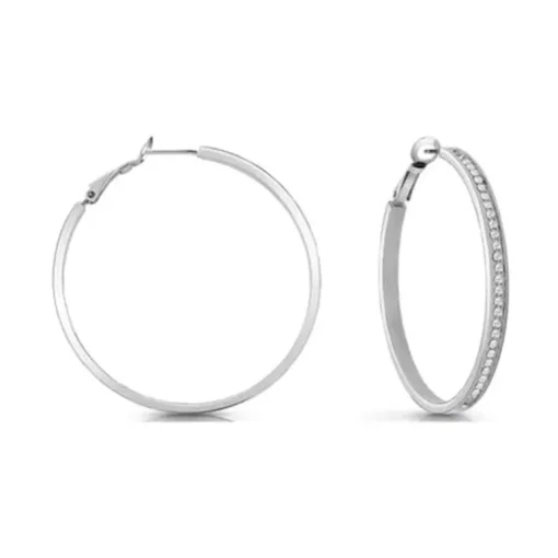 Boucles d'Oreilles Femme Créoles Guess Bijoux Acier Argenté et Cristaux JUBE02247JWRH