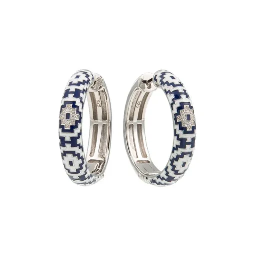 Boucles d'Oreilles Femme Créoles UNA STORIA AZTEC Argent 925/1000 Rhodié