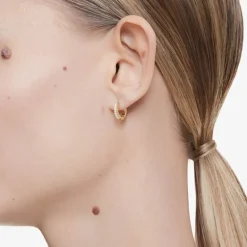 Boucles d'Oreilles Femme Créoles SWAROVSKI MATRIX Métal Doré et Cristaux 5697228