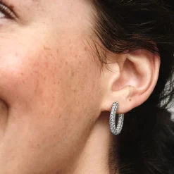 Boucles d'Oreilles Femme Créoles Pandora Timeless Simple Rang Pavées 292624C01