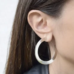 Boucles d'Oreilles femme créoles LINES AGATHA ARGENT 925/1000