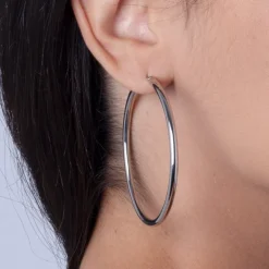 Boucles d'oreilles Femme Créoles Phebus ACIER Argenté
