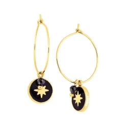 Boucles d'Oreilles Femme Créoles EDORA Etoiles Acier Doré EDO435670