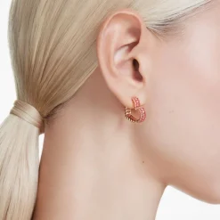 Boucles d'Oreilles Femme Créoles Coeurs Swarovski Matrix Doré et Cristaux 5706340