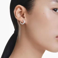 Boucles d'Oreilles Femme Créoles SWAROVSKI MATRIX Métal Rhodié et Cristaux 5692260