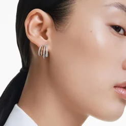 Boucles d'Oreilles Femme Créoles Femme SWAROVSKI HYPERBOLA Métal Bicolore et Cristaux 5689718