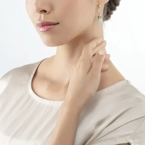 Boucles d'Oreilles Femme CŒUR DE LION GEOCUBE® ICONIC PRECIOUS MULTICOLOUR GENTLE Acier Doré