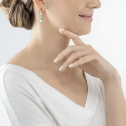 Boucles d'Oreilles Femme CŒUR DE LION GEOCUBE® ICONIC PRECIOUS VERT-TURQUOISE Acier Doré