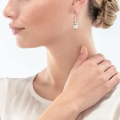 Boucles d'Oreilles Femme COEUR DE LION GEOCUBE® ICONIC NATURE CHAIN BLANC Acier Inoxydable