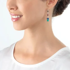 Boucles d'Oreilles Femme COEUR DE LION GEOCUBE® ICONIC TURQUOISE MAUVE Acier Inoxydable