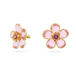 Boucles d'Oreilles Femme Clous SWAROVSKI FLORERE ROSE Plaqué Ton Or
