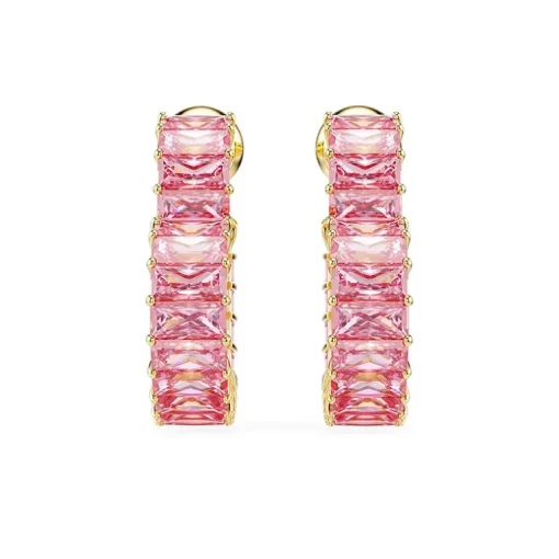 Boucles d'Oreilles Femme Créoles Coeurs Swarovski Matrix Doré et Cristaux 5706340