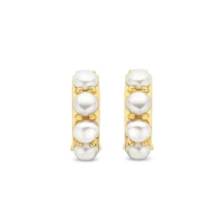 Boucles d'Oreilles Femme Créoles TI SENTO Argent 925/1000 Plaqué Or et Perles 7962YP