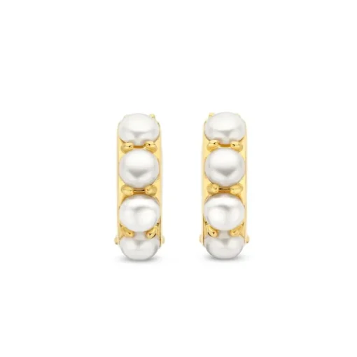 Boucles d'Oreilles Femme Créoles TI SENTO Argent 925/1000 Plaqué Or et Perles 7962YP