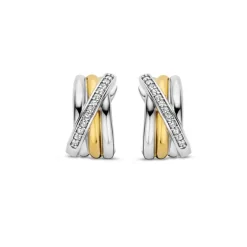 Boucles d'Oreilles Femme Créoles TI SENTO Argent 925/1000 Bicolore et Oxydes 7960ZY