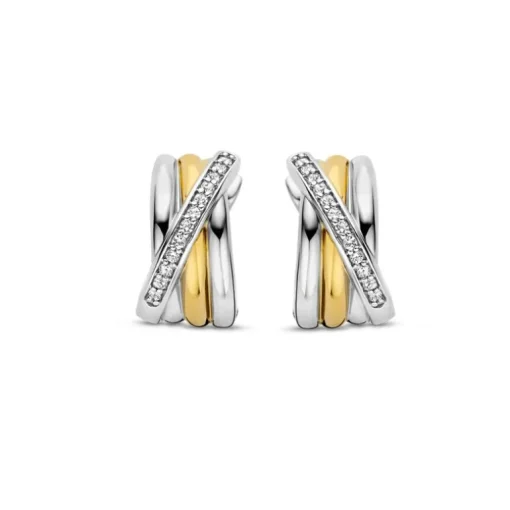 Boucles d'Oreilles Femme Créoles TI SENTO Argent 925/1000 Bicolore et Oxydes 7960ZY