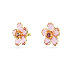 Boucles d'Oreilles Femme Clous SWAROVSKI FLORERE ROSE Plaqué Ton Or