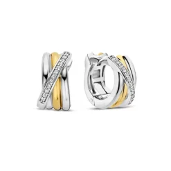 Boucles d'Oreilles Femme Créoles TI SENTO Argent 925/1000 Bicolore et Oxydes 7960ZY