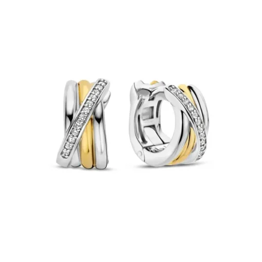 Boucles d'Oreilles Femme Créoles TI SENTO Argent 925/1000 Bicolore et Oxydes 7960ZY
