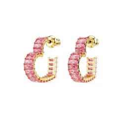 Boucles d'Oreilles Femme Créoles Coeurs Swarovski Matrix Doré et Cristaux 5706340