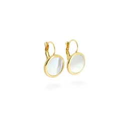 Boucles d'Oreilles Femme Dormeuses ZAG PEARLY NACRE Acier Doré