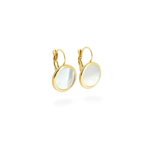 Boucles d'Oreilles Femme Dormeuses ZAG PEARLY NACRE Acier Doré