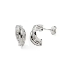 Boucles d'Oreilles Femme Demi-Créoles EDORA OR 375/1000 Blanc et Oxydes EDONA909