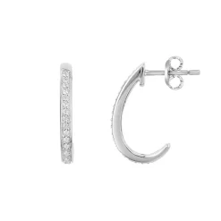 Boucles d'Oreilles Femme Demi-créoles EDORA ARGENT 925/1000 et Oxydes