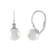 Boucles d'Oreilles Femme Dormeuses OR 750/1000 Blanc et Perles