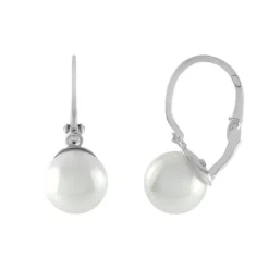Boucles d'Oreilles Femme Dormeuses OR 750/1000 Blanc et Perles