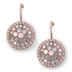 Boucles d'oreilles femme disques FOSSIL Acier Doré Rose