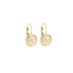 Boucles d'Oreilles Femme Dormeuses ZAG EVELYNE NACRE Acier Doré