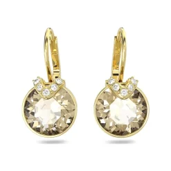 Boucles d'Oreilles Femme Dormeuses SWAROVSKI BELLA V COUPE RONDE JAUNE Plaqué Ton Or