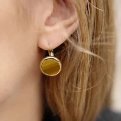 Boucles d'Oreilles Femme Dormeuses ZAG PEARLY NACRE Acier Doré