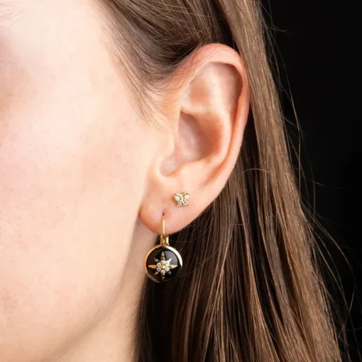 Boucles d'Oreilles Femme Dormeuses ZAG EVELYNE NACRE Acier Doré