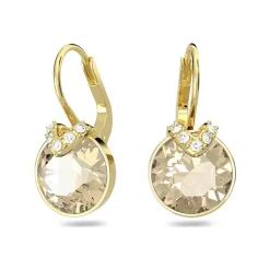Boucles d'Oreilles Femme Dormeuses SWAROVSKI BELLA V COUPE RONDE JAUNE Plaqué Ton Or