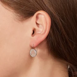 Boucles d'oreilles femme disques FOSSIL Acier Doré Rose