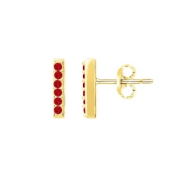 Boucles d’Oreilles Femme EDORA Plaqué Or Spinelles Rouges