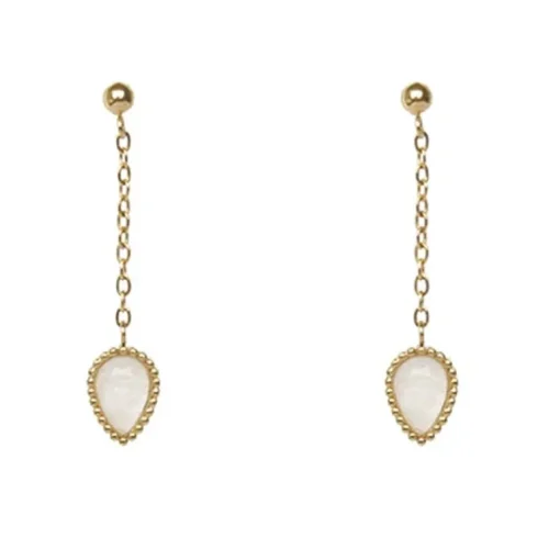 Boucles d'oreilles Femme EMMA & CHLOÉ HEPA OR PIERRE LUNE Acier Doré