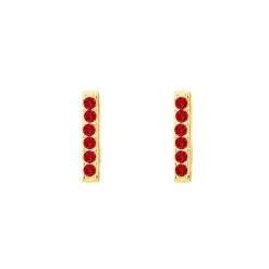 Boucles d’Oreilles Femme EDORA Plaqué Or Spinelles Rouges